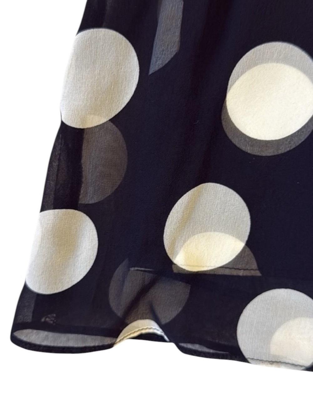 Ann Taylor Silk Polka Dot Pleated Midi Skirt Black White Sheer A-Line Size 6 - Picture 6 of 12